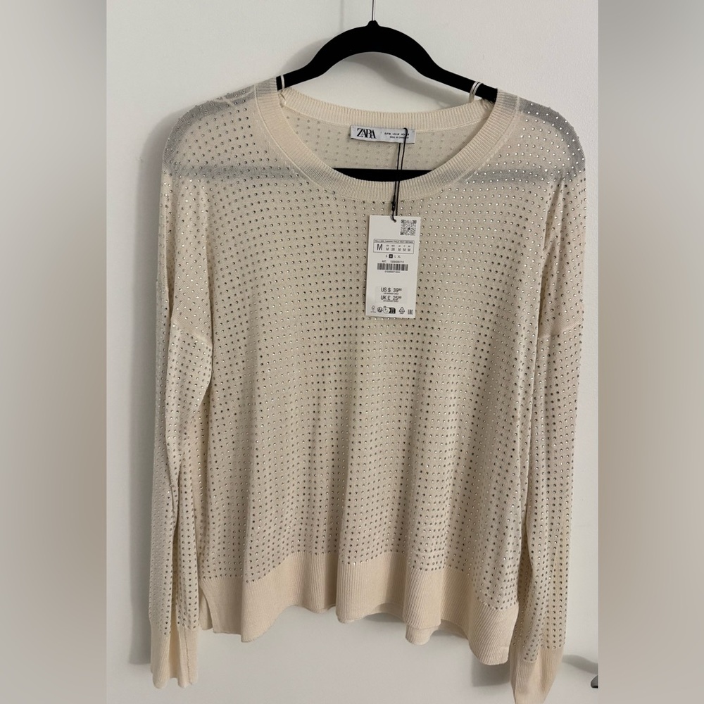 Zara Beige Studded Top